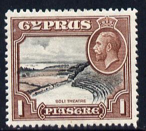 Cyprus 1934 KG5 Pictorial 1pi black & red-brown mounted mint SG 136, stamps on , stamps on  kg5 , stamps on theatres