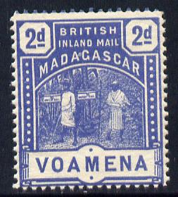 Madagascar 1895 British Inland Mail 2d blue unmounted mint, light gum creases SG 57, stamps on postal, stamps on running