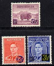 Australia 1941 KG6 surcharged set of 3 unmounted mint, SG 200-202, stamps on , stamps on  kg6 , stamps on 