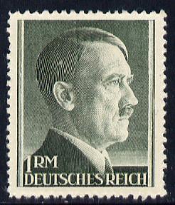 Germany 1942-44 Adolf Hitler 1m bottle green P12.5 unmounted mint, SG 799, stamps on personalities, stamps on hitler, stamps on  ww2 , stamps on   , stamps on dictators.