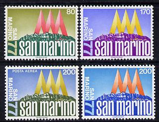 San Marino 1977 International Stamp Exhibition set of 4 unmounted mint, SG 1068-71, stamps on stamp exhibitions, stamps on 