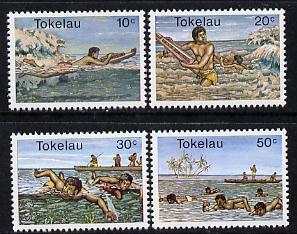 Tokelau 1980 Water Sports perf set of 4 unmounted mint, SG 73-76, stamps on sport, stamps on swimming, stamps on surfing, stamps on 