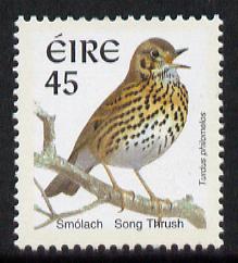 Ireland 1997-2000 Birds - Song Thrush 45p with phosphor frame unmounted mint SG 1057p, stamps on birds, stamps on thrush