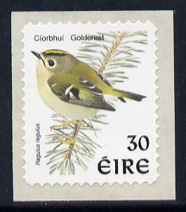 Ireland 1997-2000 Birds - Goldcrest 30p self adhesive Perf 11.5 with phosphor frame unmounted mint SG 1090p, stamps on birds, stamps on goldcrest, stamps on self adhesive