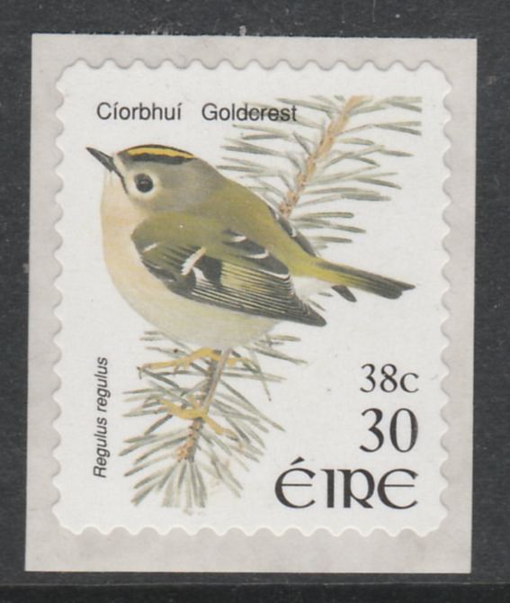 Ireland 2001 Birds Dual Currency - Goldcrest 30p/38c self-adhesive unmounted mint SG 1431, stamps on birds, stamps on goldcrest, stamps on self adhesive