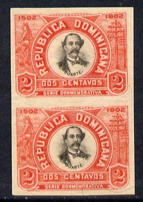 Dominican Republic 1902 400th Anniversary 2c imperforate pair unmounted mint as SG126, stamps on 