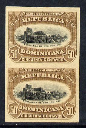 Dominican Republic 1902 400th Anniversary 50c imperforate pair unmounted mint as SG131, stamps on 