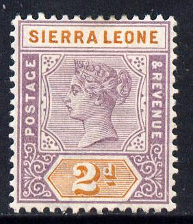 Sierra Leone 1896-97 QV Key Plate Crown CA 2d mauve & orange mounted mint SG 44, stamps on , stamps on  qv , stamps on 