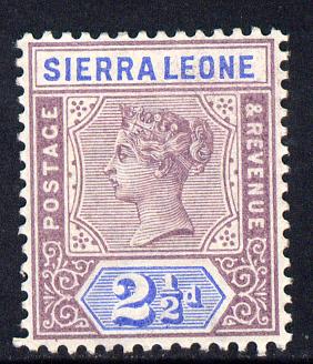Sierra Leone 1896-97 QV Key Plate Crown CA 2.5d mauve & ultramarine mounted mint SG 45, stamps on , stamps on  qv , stamps on 