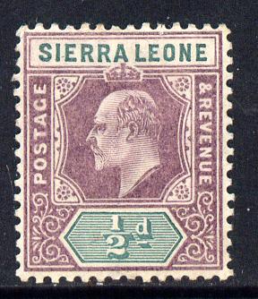 Sierra Leone 1903 KE7 Crown CA 1/2d purple & green mounted mint SG 73, stamps on , stamps on  ke7 , stamps on 