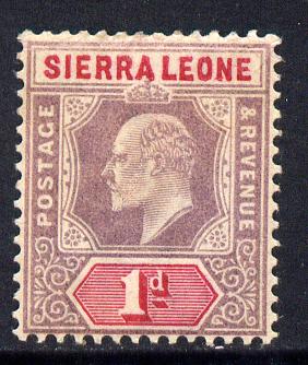 Sierra Leone 1903 KE7 Crown CA 1d purple & rosine mounted mint SG 74, stamps on , stamps on  ke7 , stamps on 