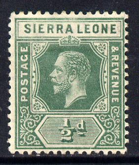 Sierra Leone 1912-21 KG5 MCA 1/2d green mounted mint SG 112, stamps on , stamps on  kg5 , stamps on 