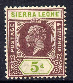 Sierra Leone 1921-27 KG5 Script CA 5d purple & olive-green mounted mint SG 138, stamps on , stamps on  kg5 , stamps on 