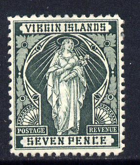 British Virgin Islands 1899 Virgin Crown CA 7d deep green mounted mint SG 48, stamps on , stamps on  qv , stamps on 