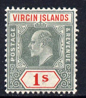 British Virgin Islands 1904 KE7 MCA 1s green & scarlet mounted mint SG 60, stamps on , stamps on  ke7 , stamps on 