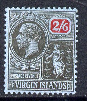 British Virgin Islands 1922-28 KG5 MCA 2s6d black & red on blue mounted mint SG 84, stamps on , stamps on  kg5 , stamps on 