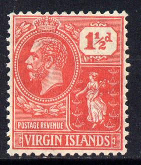 British Virgin Islands 1922-28 KG5 Script CA 1.5d carmine-red mounted mint SG 90, stamps on , stamps on  kg5 , stamps on 