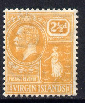 British Virgin Islands 1922-28 KG5 Script CA 2.5d dull orange mounted mint SG 94, stamps on , stamps on  kg5 , stamps on 