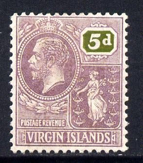 British Virgin Islands 1922-28 KG5 Script CA 5d purple & olive mounted mint SG 97, stamps on , stamps on  kg5 , stamps on 