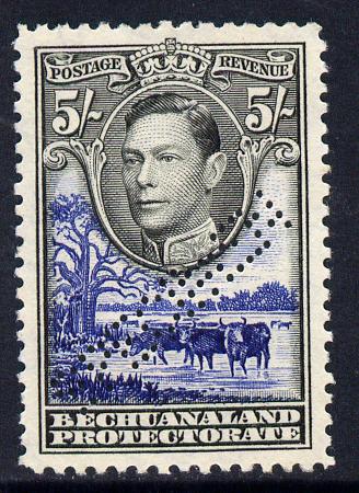 Bechuanaland 1938-52 KG6 5s black & deep ultramarine with straight-line SPECIMEN perfin fine with gum with less than 400 produced SG 127s, stamps on specimen, stamps on  kg6 , stamps on 