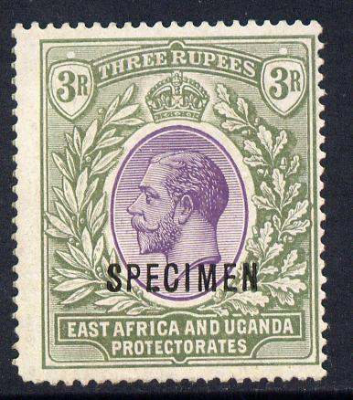 Kenya, Uganda & Tanganyika 1912-21 KG5 MCA 3r overprinted SPECIMEN fine with gum but rounded corner perf only about 400 produced SG 55s, stamps on specimen, stamps on  kg5 , stamps on 