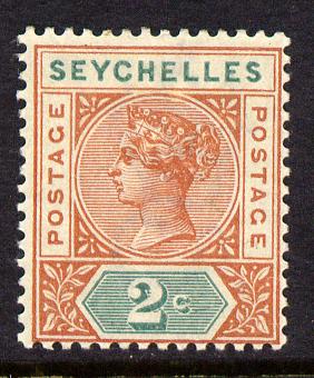 Seychelles 1897-1900 QV Key Plate Crown CA die II - 2c orange-brown & green mounted mint SG 28, stamps on , stamps on  qv , stamps on 