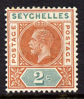 Seychelles 1912-16 KG5 MCA 2c chestnut & green mounted mint SG 71, stamps on , stamps on  kg5 , stamps on 