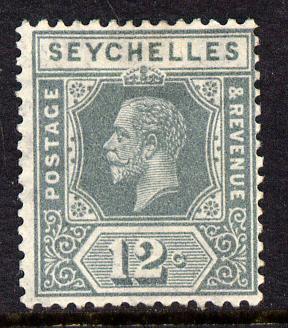 Seychelles 1917-22 KG5 MCA die I - 12c grey mounted mint SG 86, stamps on , stamps on  kg5 , stamps on 