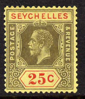 Seychelles 1917-22 KG5 MCA die I - 25c black & red on buff mounted mint SG 89, stamps on , stamps on  kg5 , stamps on 