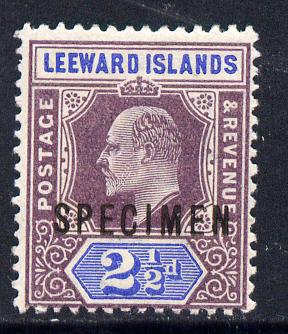Leeward Islands 1902 KE7 Crown CA 2.5d dull purple & ultramarine overprinted SPECIMEN fine with gum and only about 730 produced SG 23s, stamps on , stamps on  ke7 , stamps on specimen