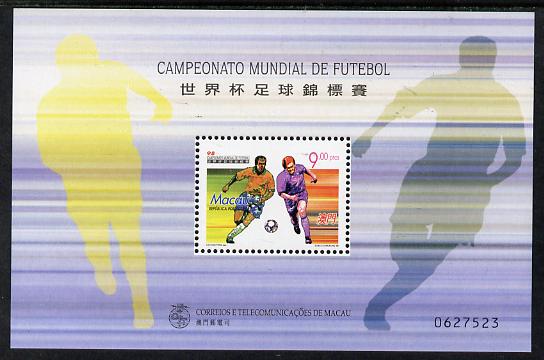 Macao 1998 Football World Cup perf m/sheet unmounted mint SG MS 1055, stamps on football
