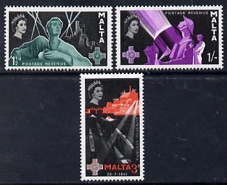 Malta 1958 George Cross Commemoration set of 3 unmounted mint SG 289-91, stamps on , stamps on  stamps on medals, stamps on  stamps on  ww2 , stamps on  stamps on 