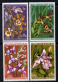 British Honduras 1968 20th Anniversary of Economic Commission - Orchids set of 4 unmounted mint SG 250-53, stamps on orchids, stamps on flowers, stamps on 