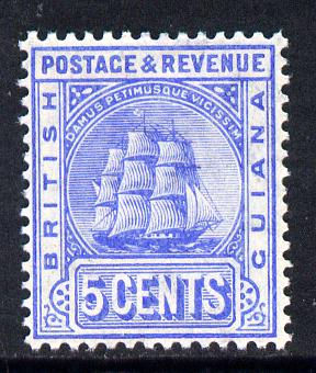 British Guiana 1907-10 MCA Ship Type 5c ultramarine unmounted mint SG 255, stamps on , stamps on  ke7 , stamps on ships