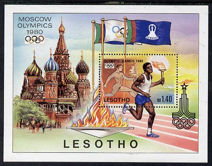 Lesotho 1980 Moscow Olympic Games perf m/sheet unmounted mintSG MS 397, stamps on olympics, stamps on flags, stamps on 