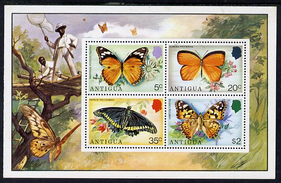 Antigua 1975 Butterflies perf m/sheet containing 4 values unmounted mint, SG MS 456, stamps on butterflies