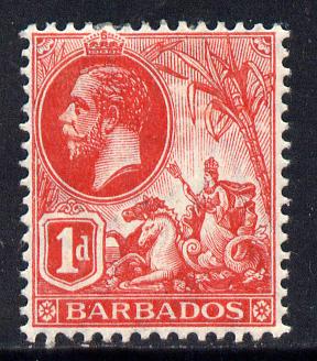 Barbados 1912-16 KG5 MCA 1d red mounted mint SG 172, stamps on britannia, stamps on  kg5 , stamps on 