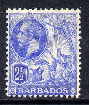 Barbados 1912-16 KG5 MCA 2.5d bright blue mounted mint SG 174, stamps on britannia, stamps on  kg5 , stamps on 