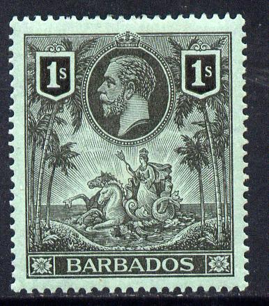 Barbados 1912-16 KG5 MCA 1s black on green mounted mint SG 178, stamps on britannia, stamps on  kg5 , stamps on 