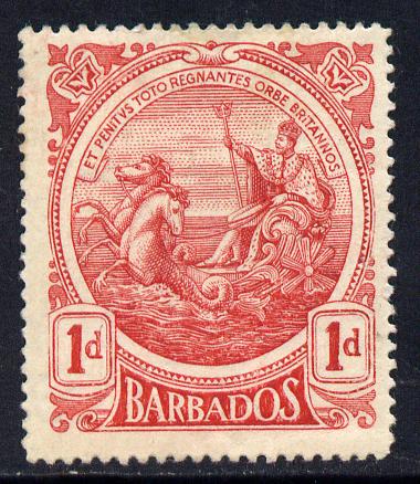 Barbados 1916-19 Large Britannia MCA 1d carmine mounted mint SG 183a, stamps on britannia, stamps on  kg5 , stamps on 
