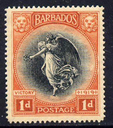 Barbados 1920-21 Victory MCA 1d black & vermilion mounted mint SG 203, stamps on victory, stamps on  ww1 , stamps on 