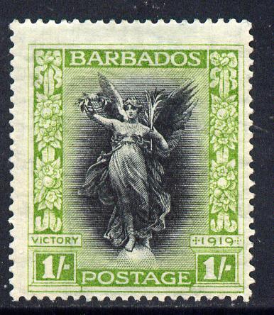 Barbados 1920-21 Victory MCA 1s black & bright green mounted mint SG 209, stamps on victory, stamps on  ww1 , stamps on 