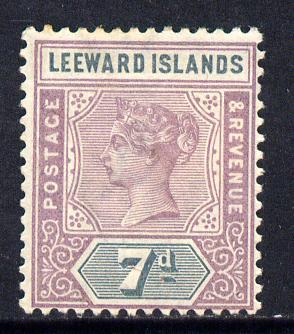 Leeward Islands 1890 QV Crown CA 7d dull mauve & slate mounted mint SG 6, stamps on , stamps on  qv , stamps on 