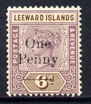 Leeward Islands 1902 QV Surcharged 1d on 6d mounted mint SG 18, stamps on , stamps on  qv , stamps on 