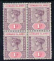 Leeward Islands 1890 QV Crown CA 1d dull mauve & rose block of 4 mounted mint SG 2, stamps on , stamps on  qv , stamps on 