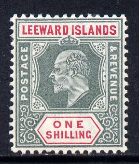Leeward Islands 1902 KE7 Crown CA 1s green & carmine mounted mint SG 26, stamps on , stamps on  ke7 , stamps on 