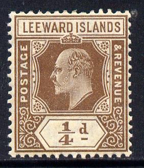 Leeward Islands 1907-11 KE7 MCA 1/4d brown mounted mint SG 36, stamps on , stamps on  ke7 , stamps on 