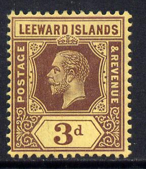Leeward Islands 1912-22 KG5 MCA 3d purple on yellow Die I mounted mint SG 51, stamps on , stamps on  kg5 , stamps on 