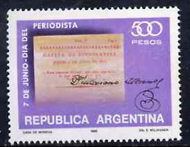 Argentine Republic 1980 Journalists Day unmounted mint, SG 1677*, stamps on , stamps on  stamps on newspapers, stamps on printing