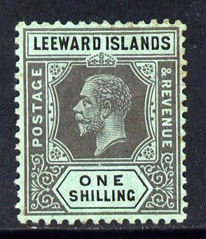 Leeward Islands 1912-22 KG5 MCA 1s black on green Die I mounted mint SG 54, stamps on , stamps on  kg5 , stamps on 